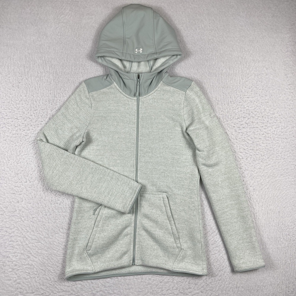 Under Armour Womens ColdGear Full Zip Hoodie Small Green Fleece Gorpcore Active